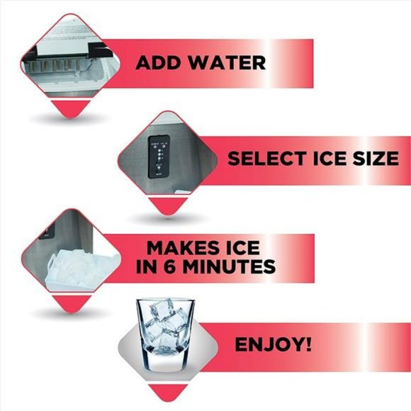 Frigidaire Counter Top Maker with Over-Sized Ice Bucket, Stainless Steel - Picture 4 of 6